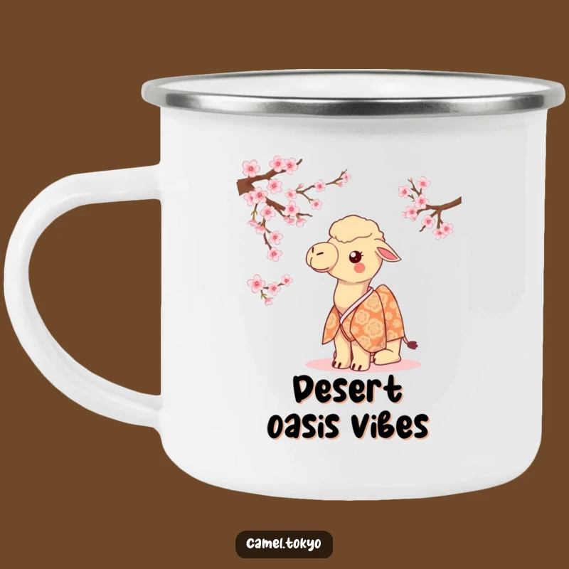 Adventure Funny Camel Kimono Camping Mug - Outdoor Cherry Blossom Funny Gift