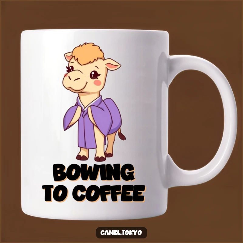 Funny Bowing Camel Purple Kimono Mug - Polite & Cheerful Funny Gift Idea