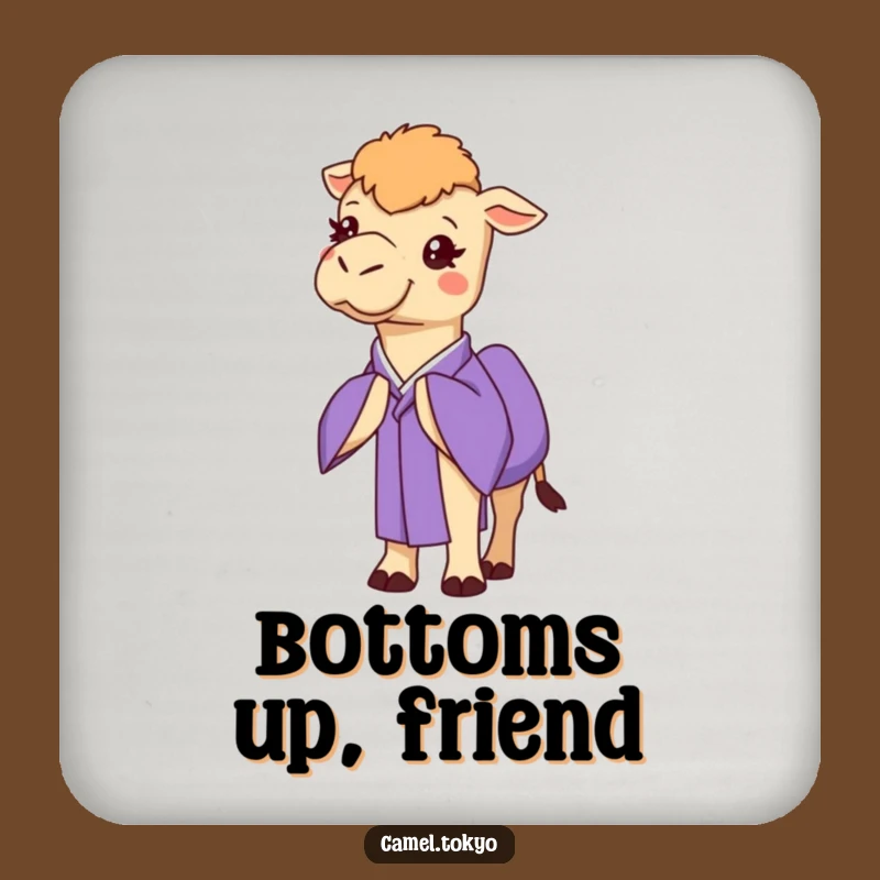Funny Bowing Camel Coaster - Purple Kimono Protection Funny Drink Gift