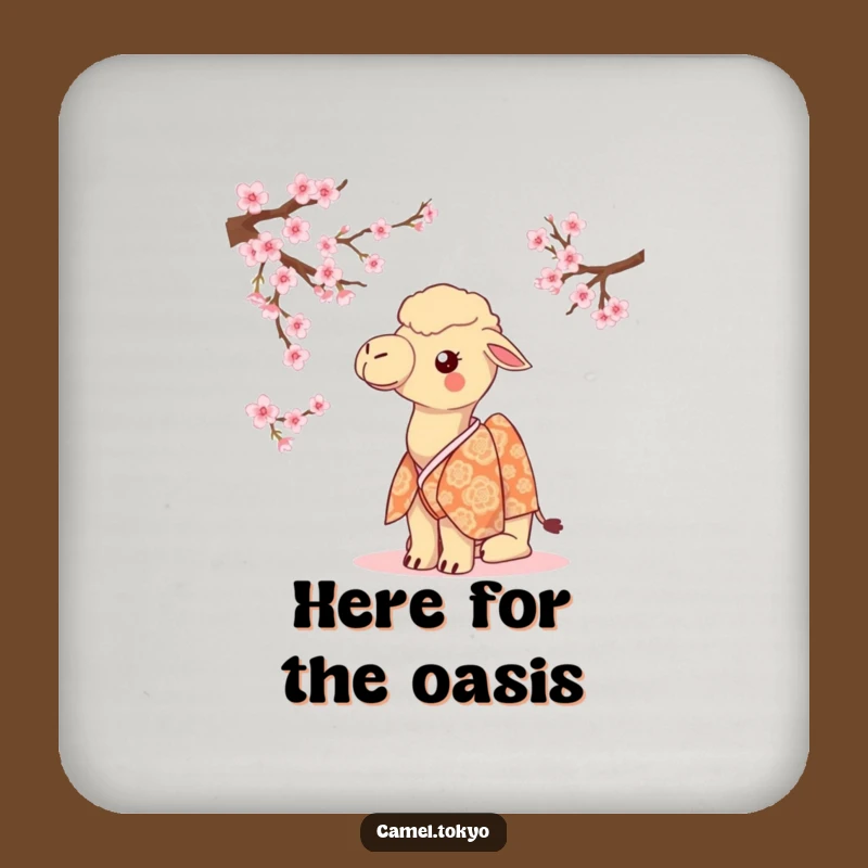 Funny Camel Kimono Coaster - Cherry Blossom Protection Funny Drink Gift