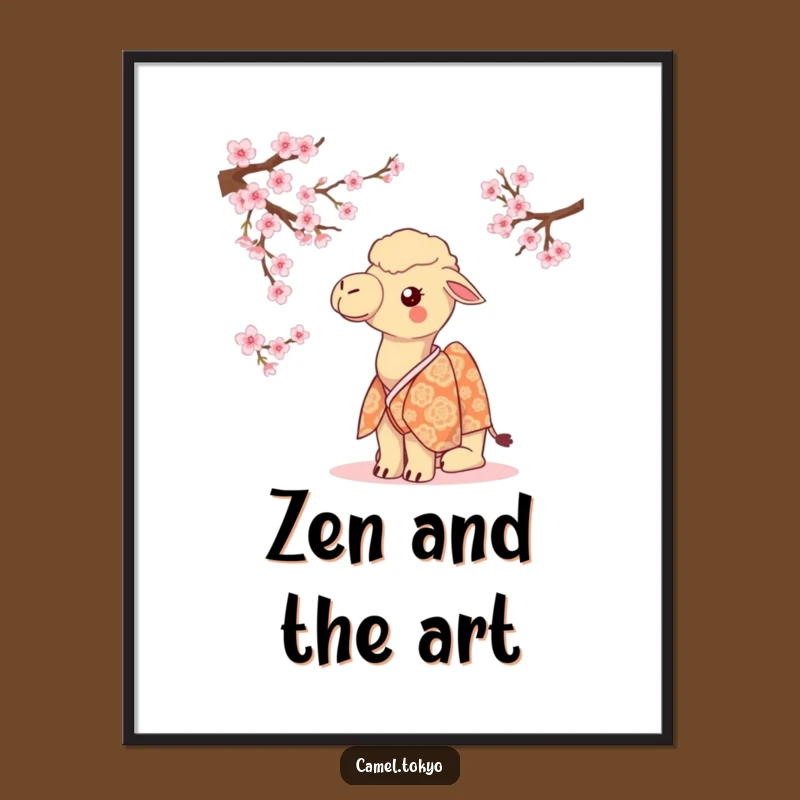 Artistic Funny Camel Kimono Poster - Cherry Blossom Beauty Funny Wall Art Gift