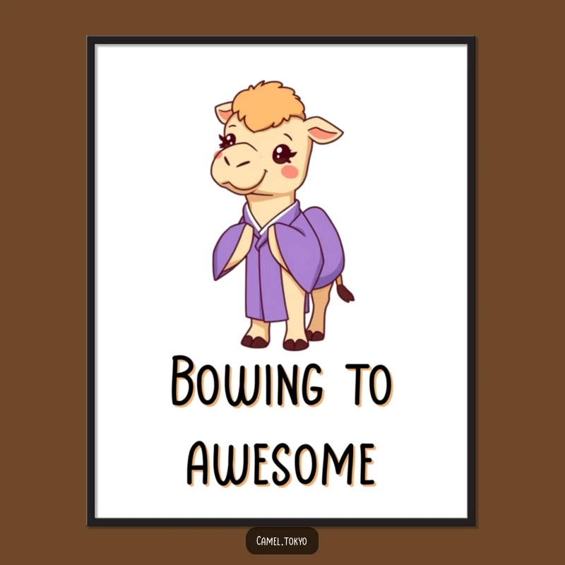Funny Free Printable Wall Art: Bowing Camel Kimono - Downloadable Decor