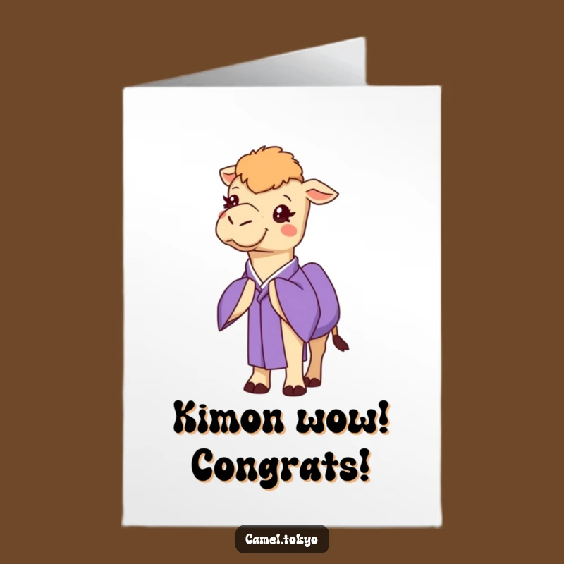 Free Printable Congrats Card: Funny Camel Kimono Bow - Print at Home