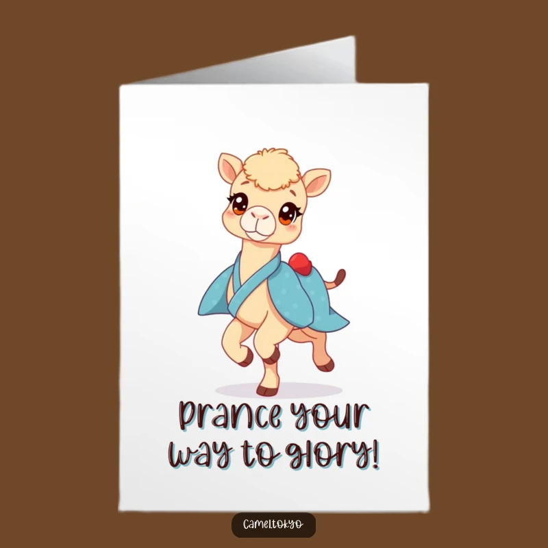 Free Printable Congrats Card: Prancing Camel Celebration! Humorous DIY Gift for Big Wins