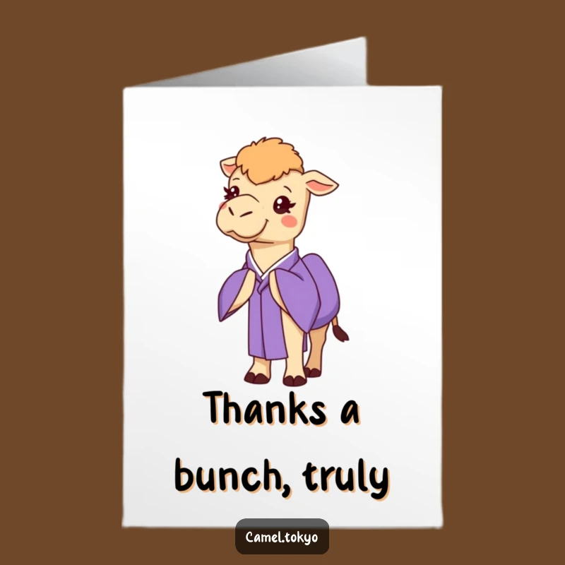 Free Printable Thank You Card: Polite Camel Kimono - Downloadable