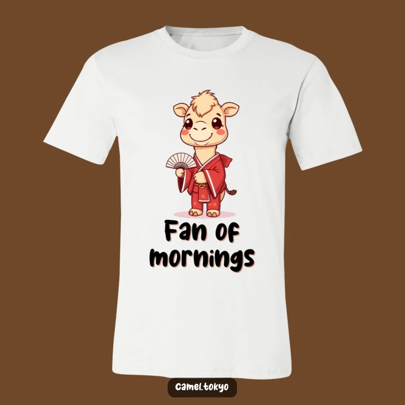 Funny Camel Kimono T-Shirt: Smiling Desert Dweller with Fan Tee